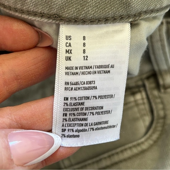 American Eagle Women’s High Rise Shortie Shorts 8 Super Stretch Olive Gray - Picture 7 of 9